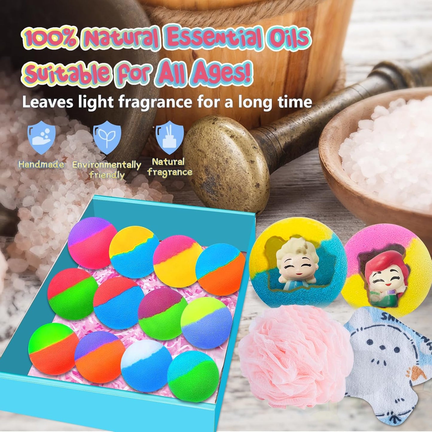 Luxury Aromatherapy Bath Bomb Gift Set with Surprise Duck (Pack of 12)