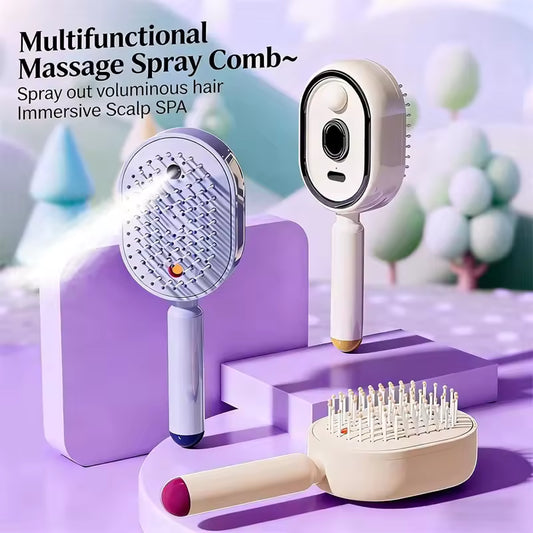 Electric Steam Hair Spa Brush™ | Hydrating Mist, Scalp Massage & Detangling Comb