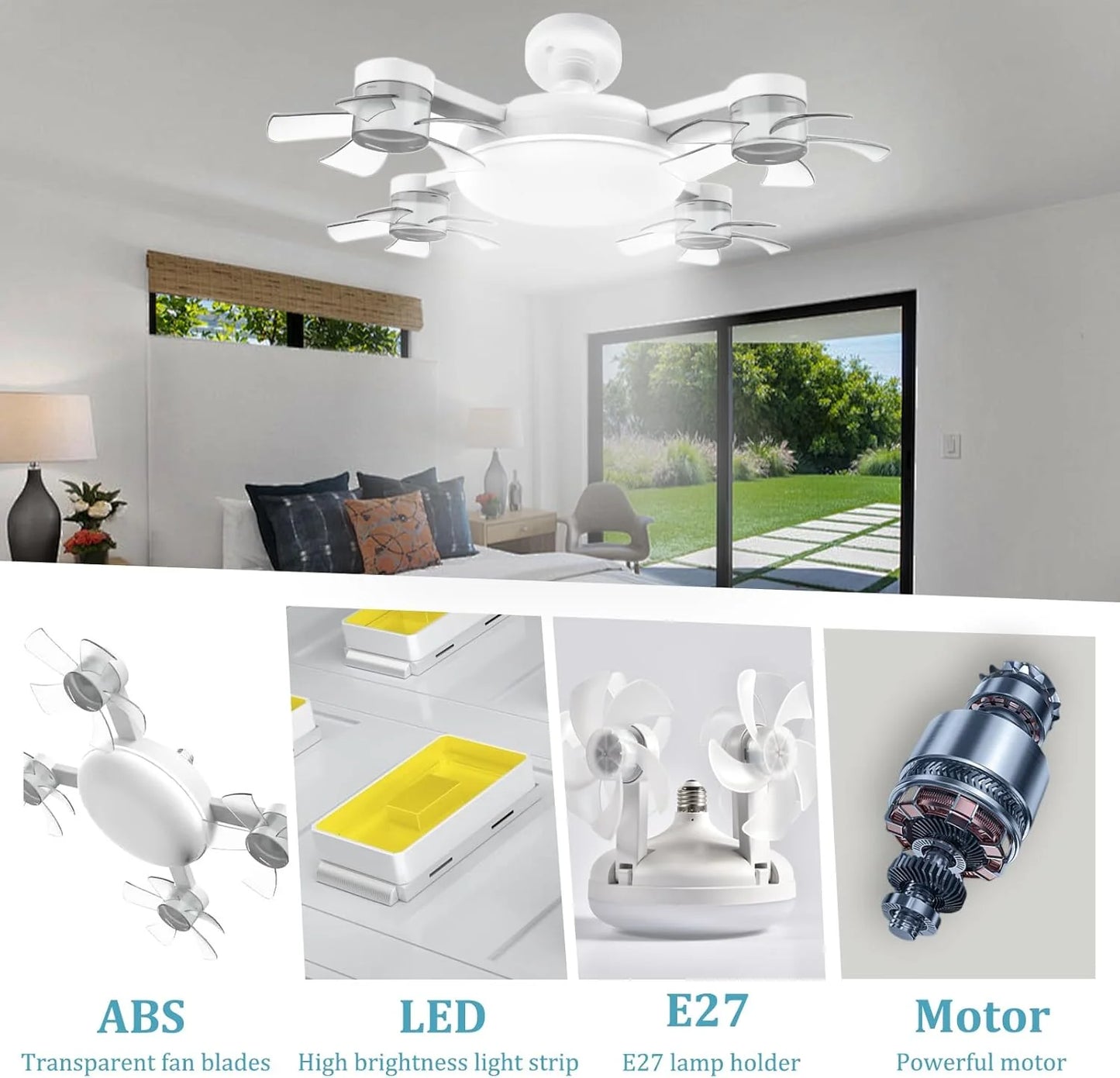 2-in-1 Drone LED Ceiling Fan & Light with Remote