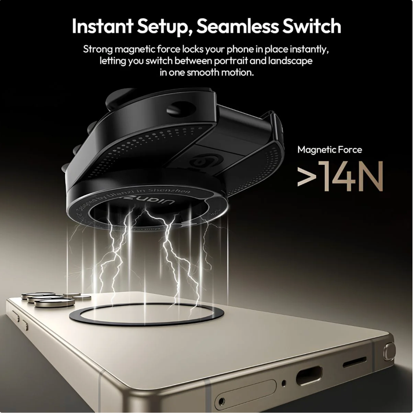 PowerMag – Dual Lock Magnetic Phone Mount with Vacuum Suction & 360° Rotation