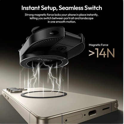 PowerMag – Dual Lock Magnetic Phone Mount with Vacuum Suction & 360° Rotation