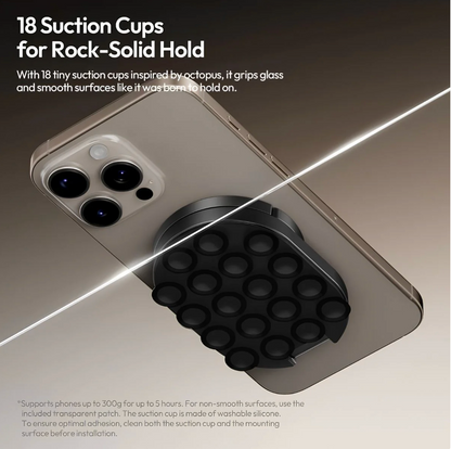 PowerMag – Dual Lock Magnetic Phone Mount with Vacuum Suction & 360° Rotation