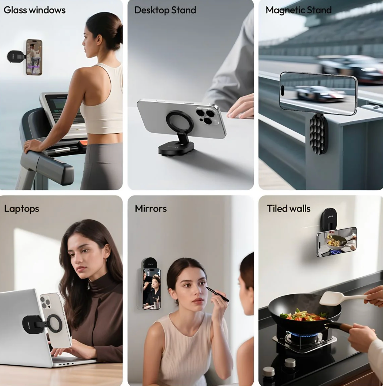 PowerMag – Dual Lock Magnetic Phone Mount with Vacuum Suction & 360° Rotation