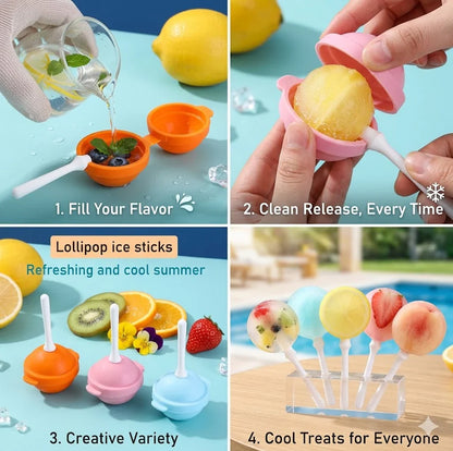 Lollipop Ice Cream Maker, Homemade Popsicle Molds(6pcs)